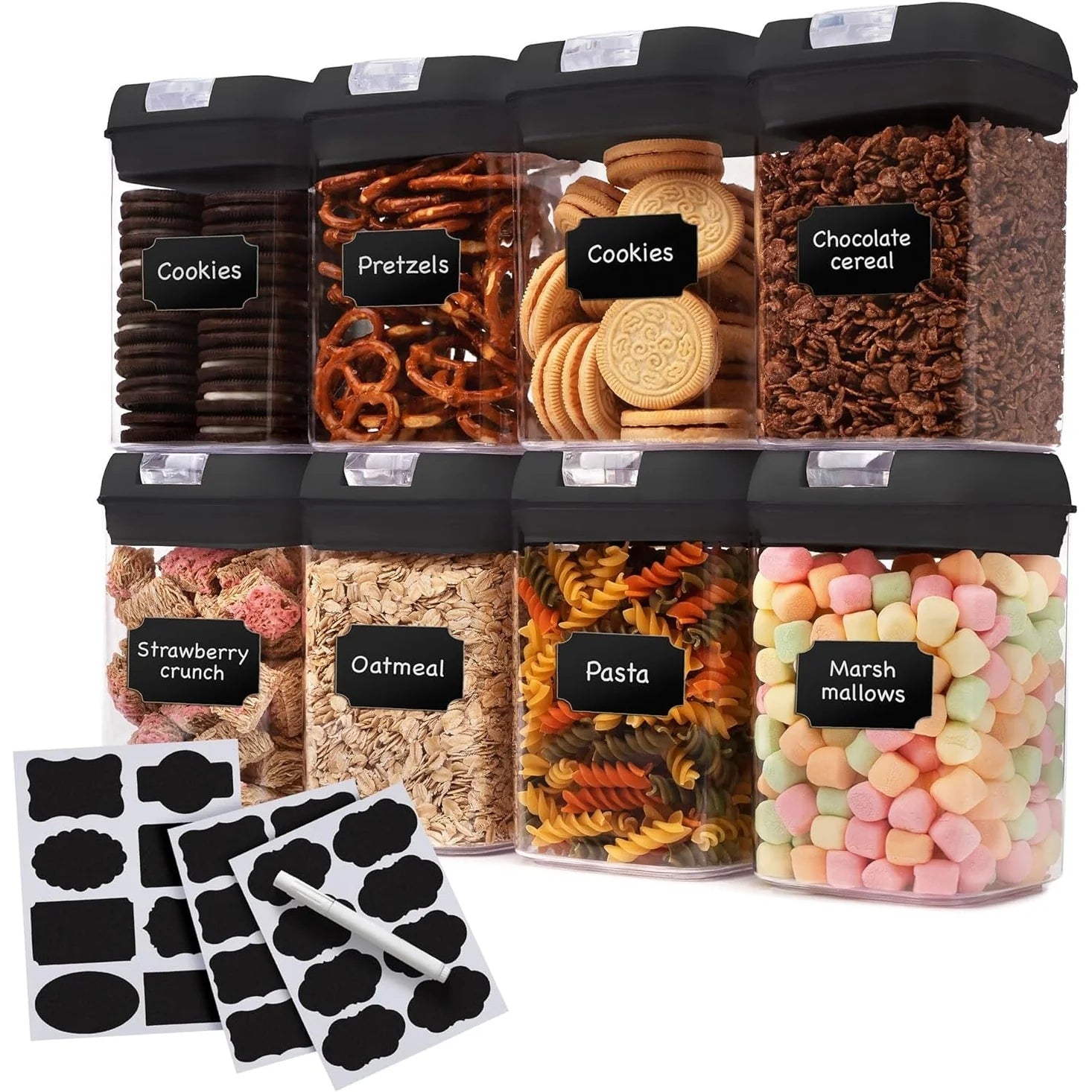 Set of 8 Uniform Size Airtight Food Storage Containers